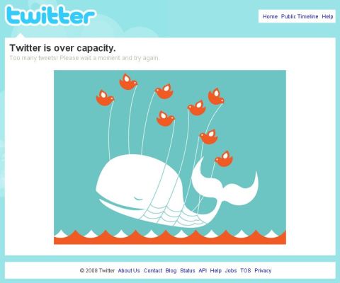 Twitter: O Twitter est&aacute; sobrecarregado.